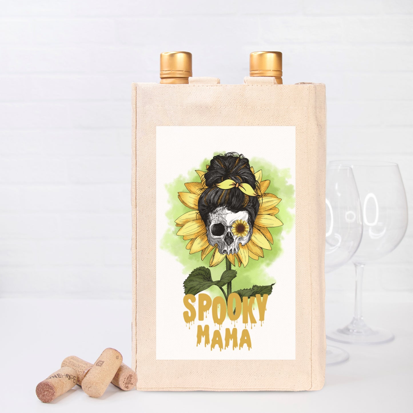 Spooky Mama Double Wine Tote Canvas