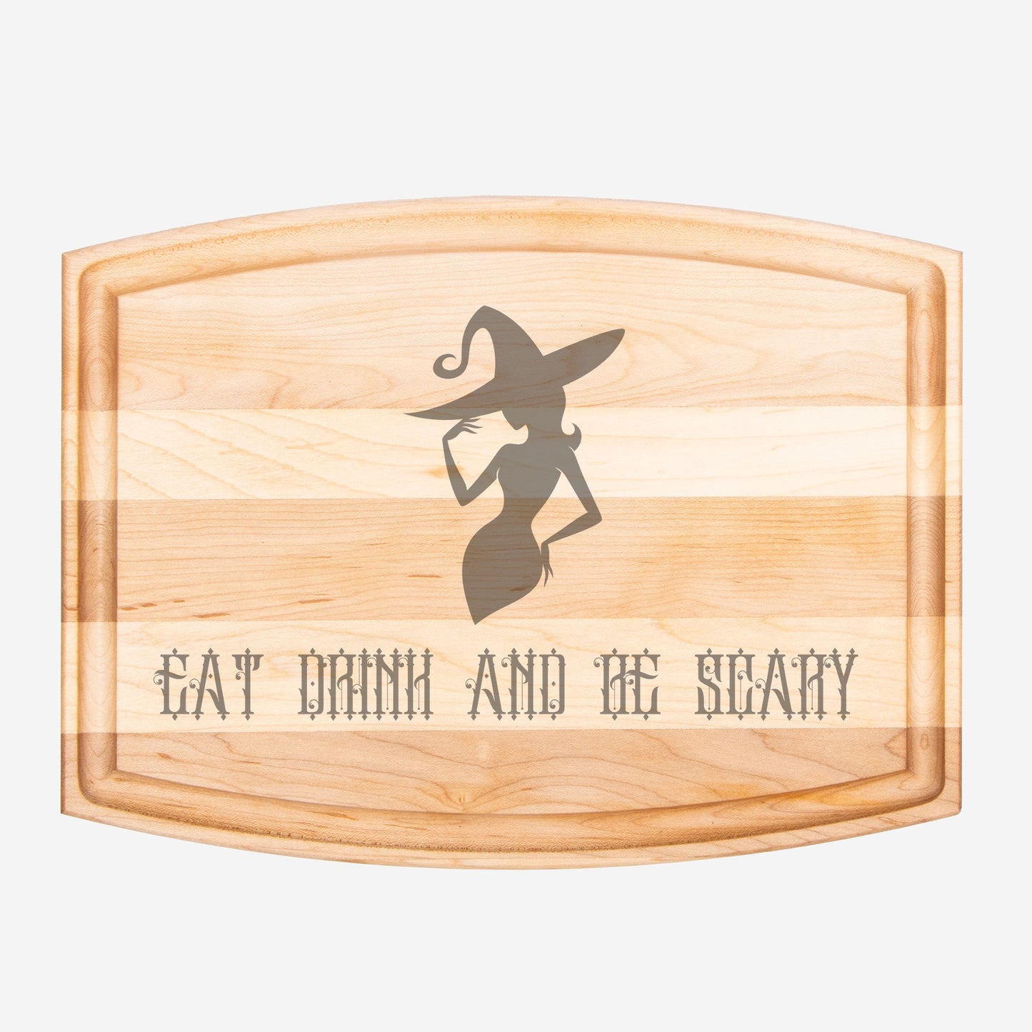 Be Scary Arched Wood Cutting Board with Groove - 12" x 9"