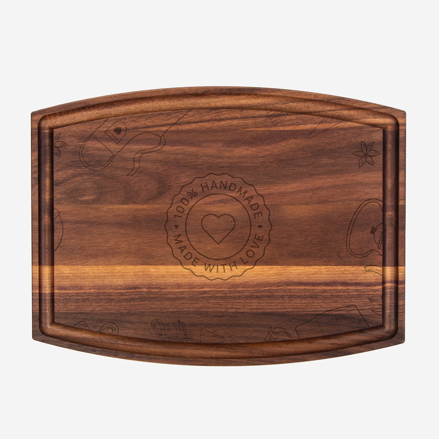 With Love Arched Wood Cutting Board with Groove - 12" x 9"