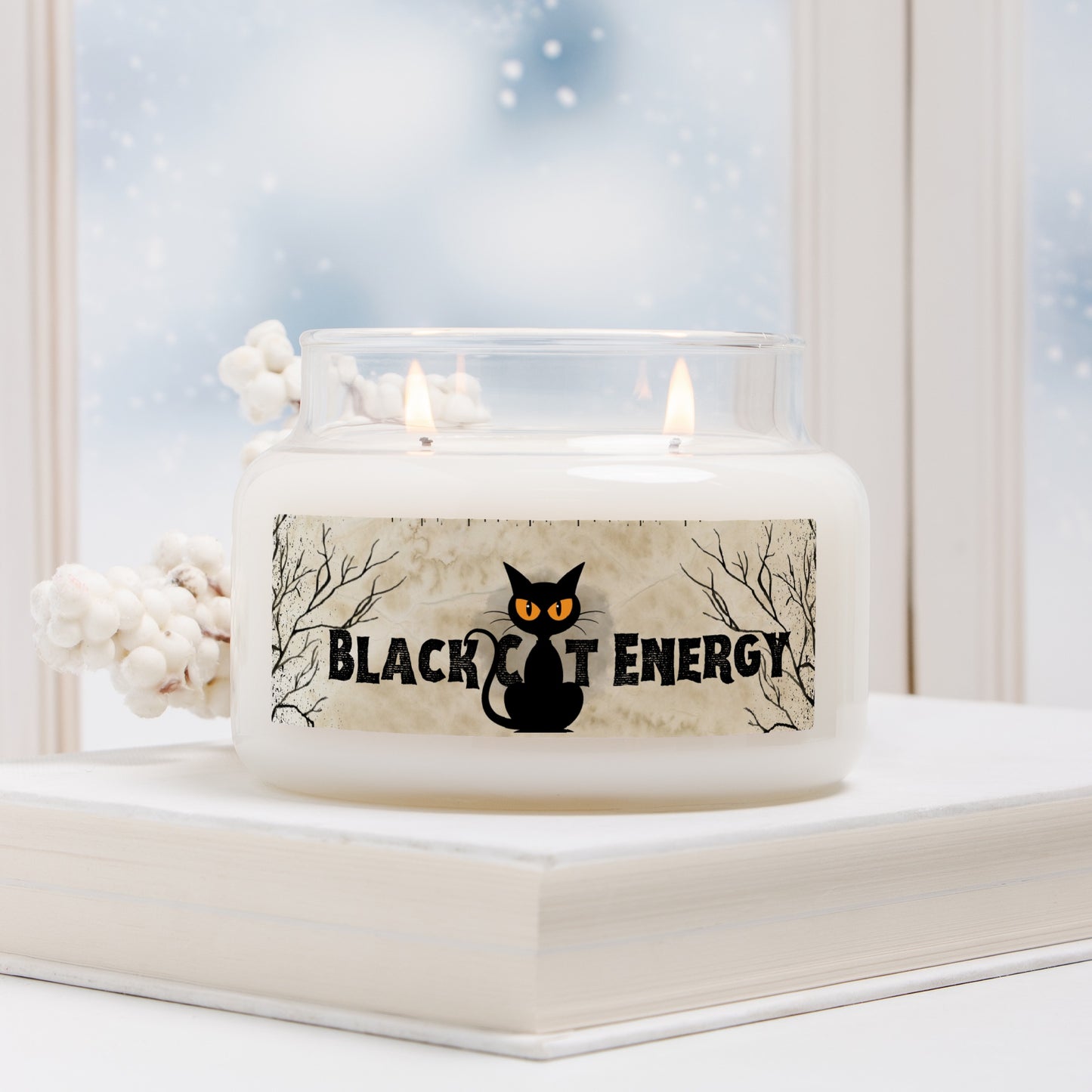 Black Cat Energy Apothecary Jar Double Wick Candle