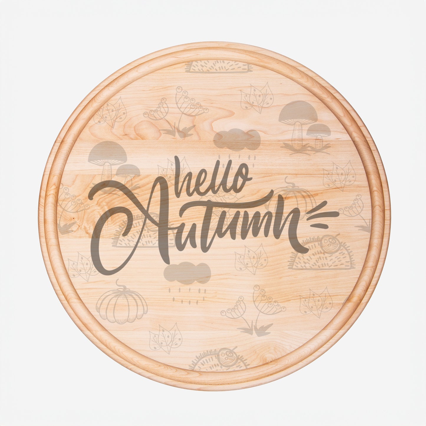 Hello Autumn 2 Round Charcuterie Board with Groove - 13.5” x 13.5”