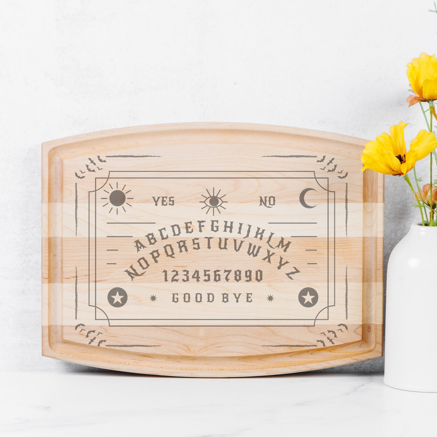 Ouija Arched Wood Cutting Board with Groove - 12" x 9"