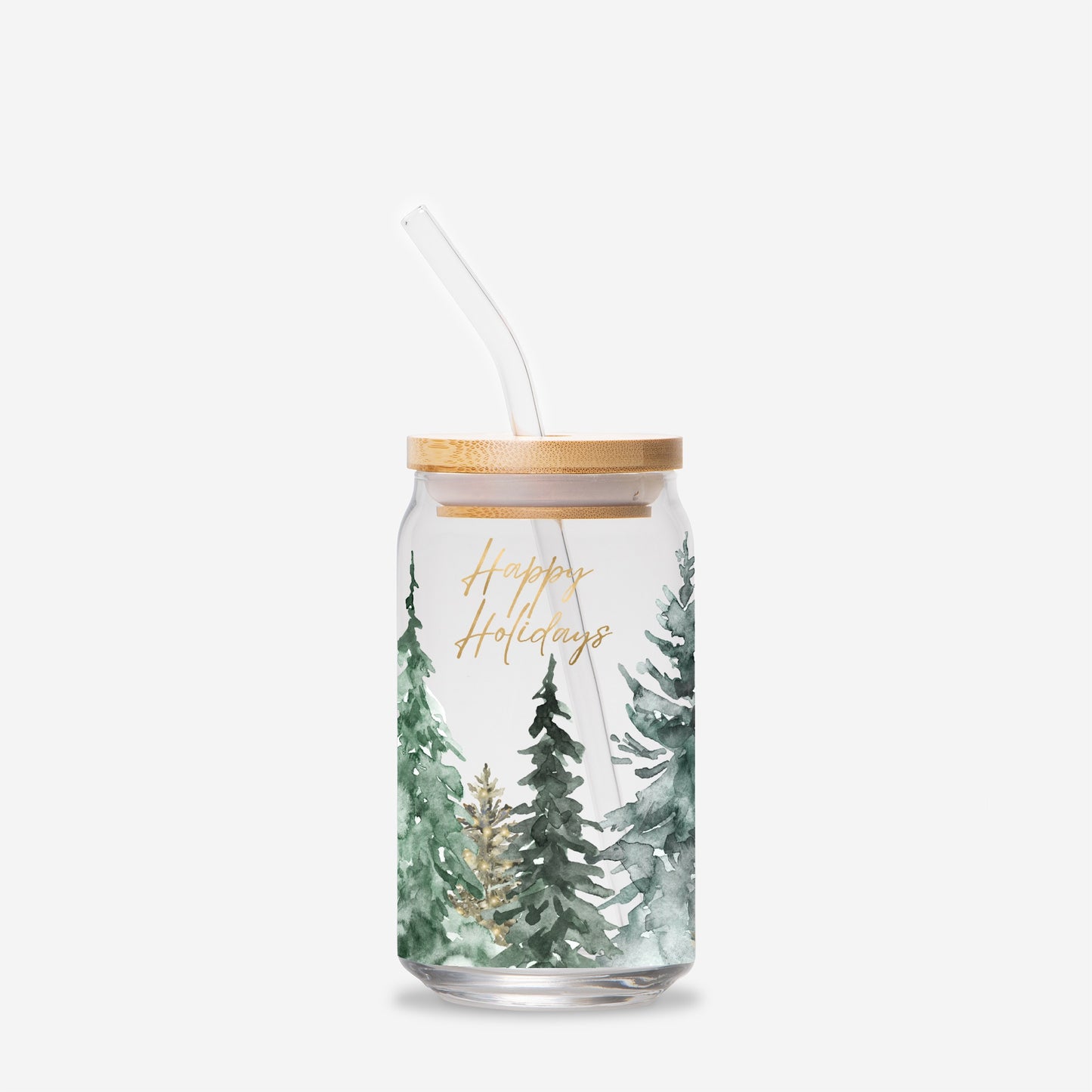 Gold Holidays Glass Can 16oz