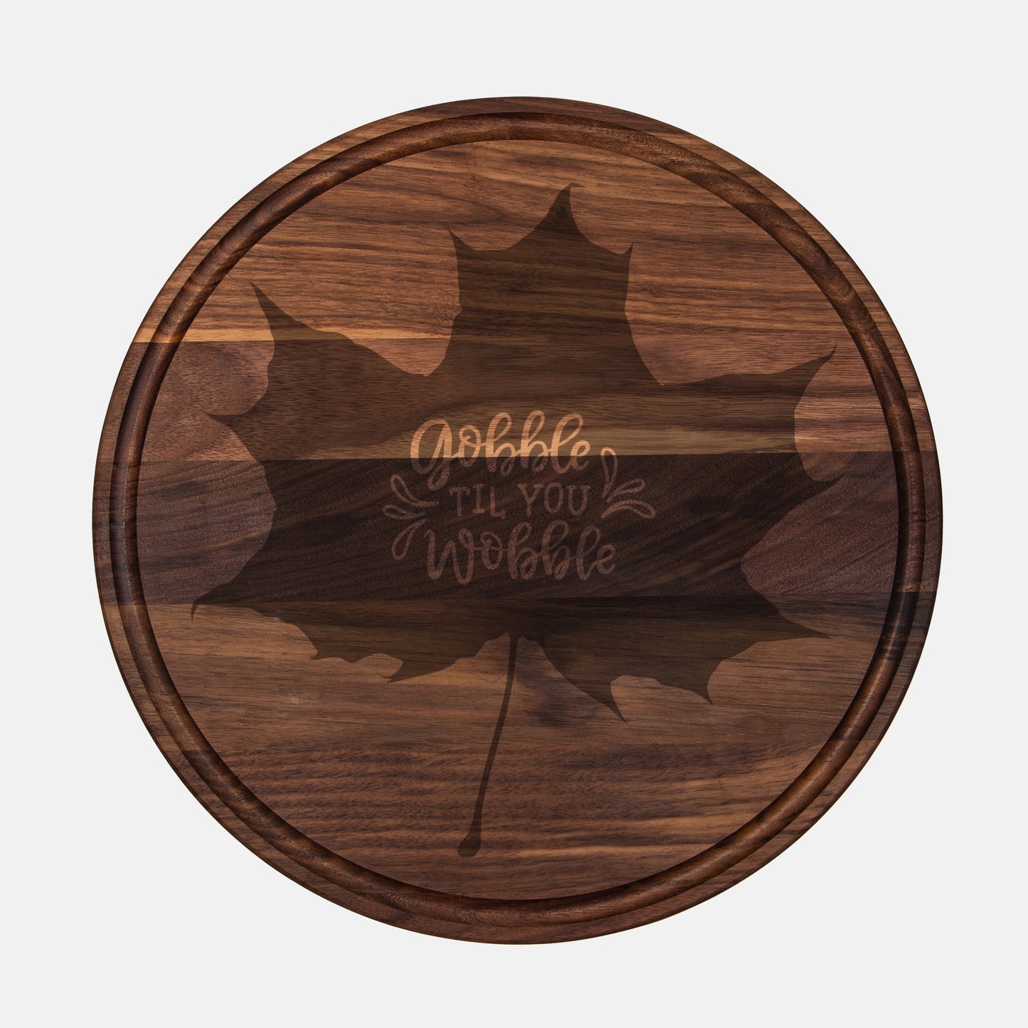 Gobble Round Charcuterie Board with Groove - 13.5” x 13.5”