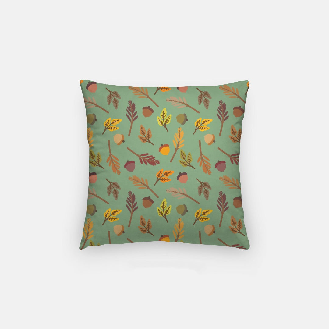 Green Acorns Artisan Pillow Case 14 Inch