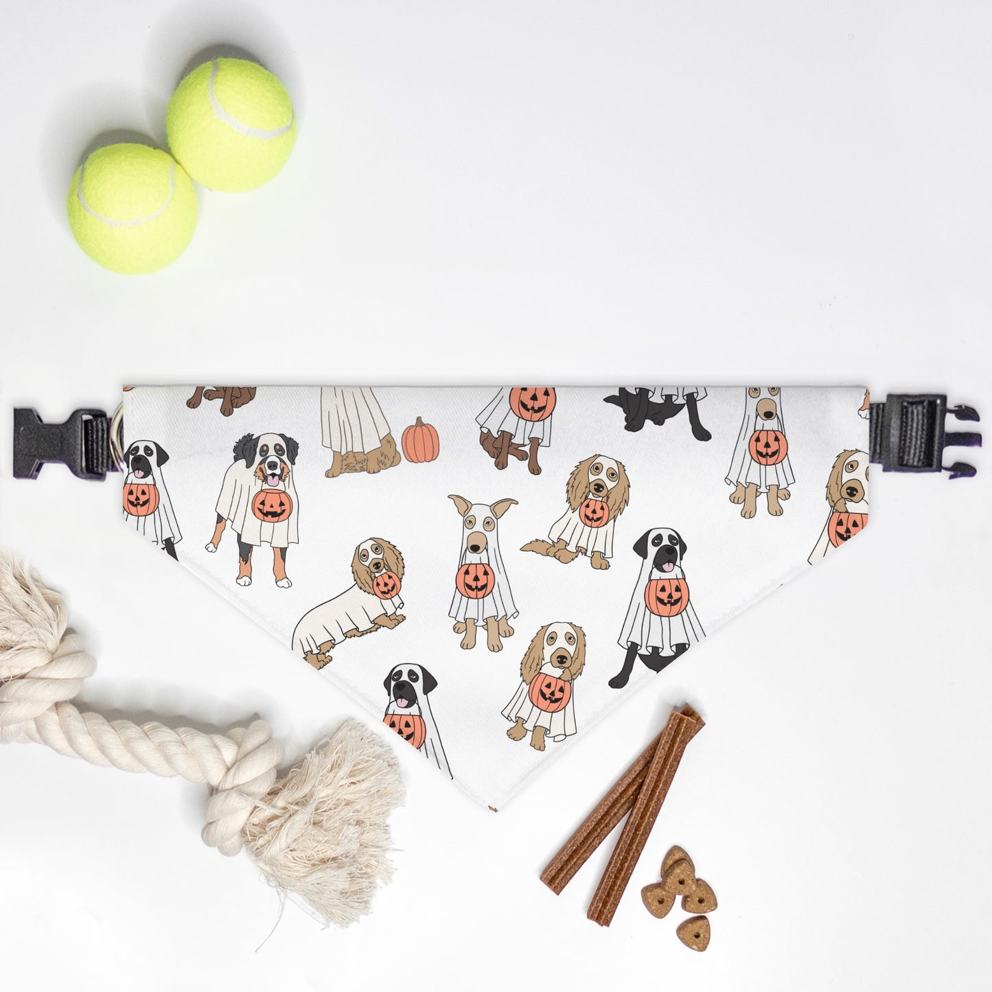 Ghost Dog Collar Pet Bandana Wht (LG & XL)