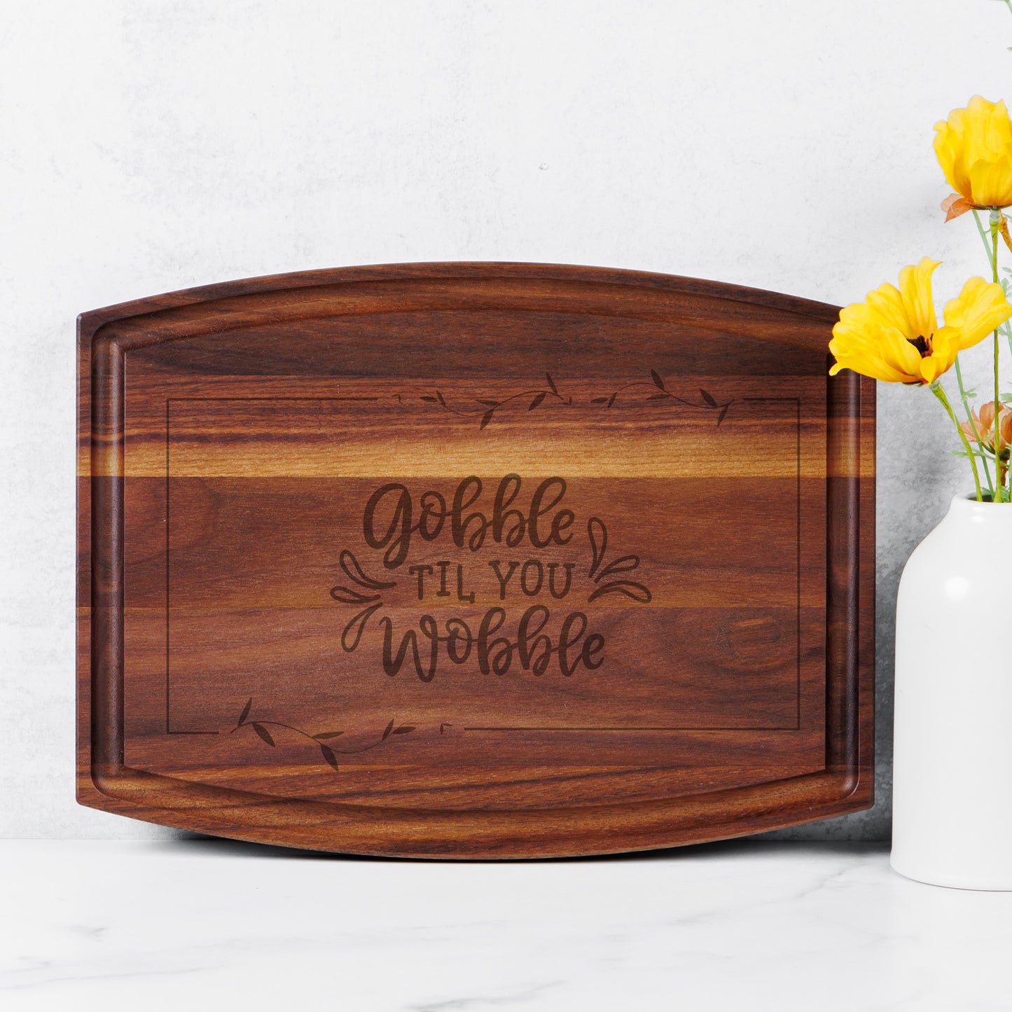 Gobble Arched Wood Cutting Board with Groove - 12" x 9"