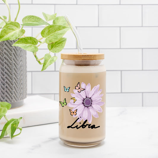 Libra Flower Purple Glass Can 16oz