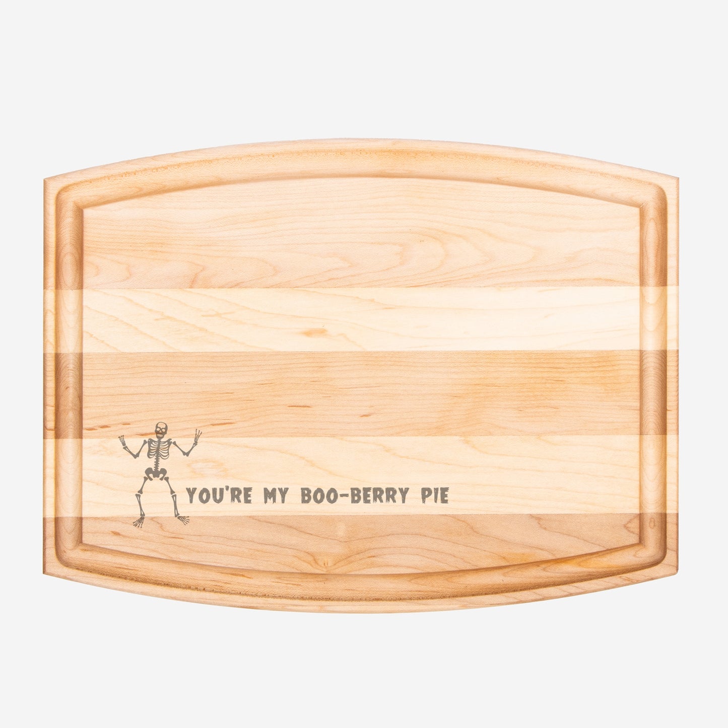 Boo-Berry Arched Wood Cutting Board with Groove - 12" x 9"