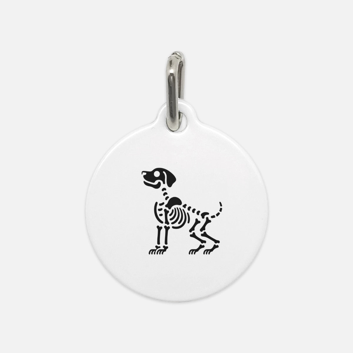 Skeleton Pup Pet Tag Wht