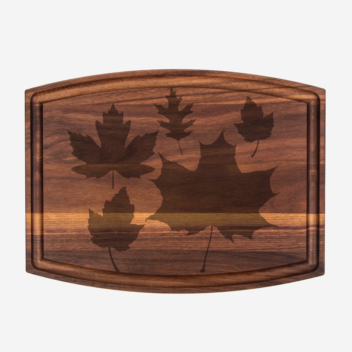 Leaf Arched Wood Cutting Board with Groove - 12" x 9"