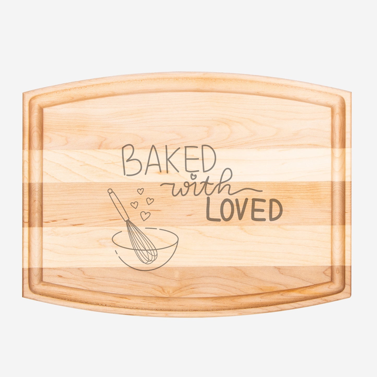 Baked With Love Arched Wood Cutting Board with Groove - 12" x 9"