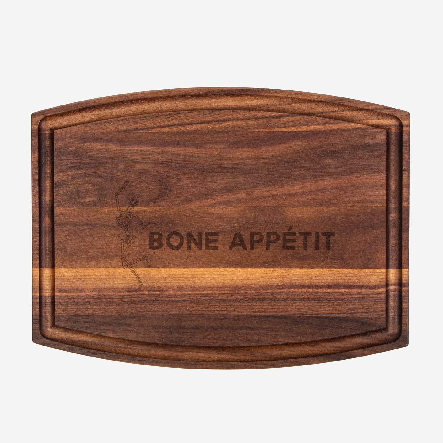 Bone Appétit Arched Wood Cutting Board with Groove - 12" x 9"