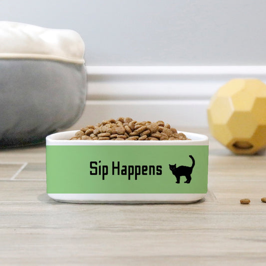 Sip Happens Cat Pet Bowl Green