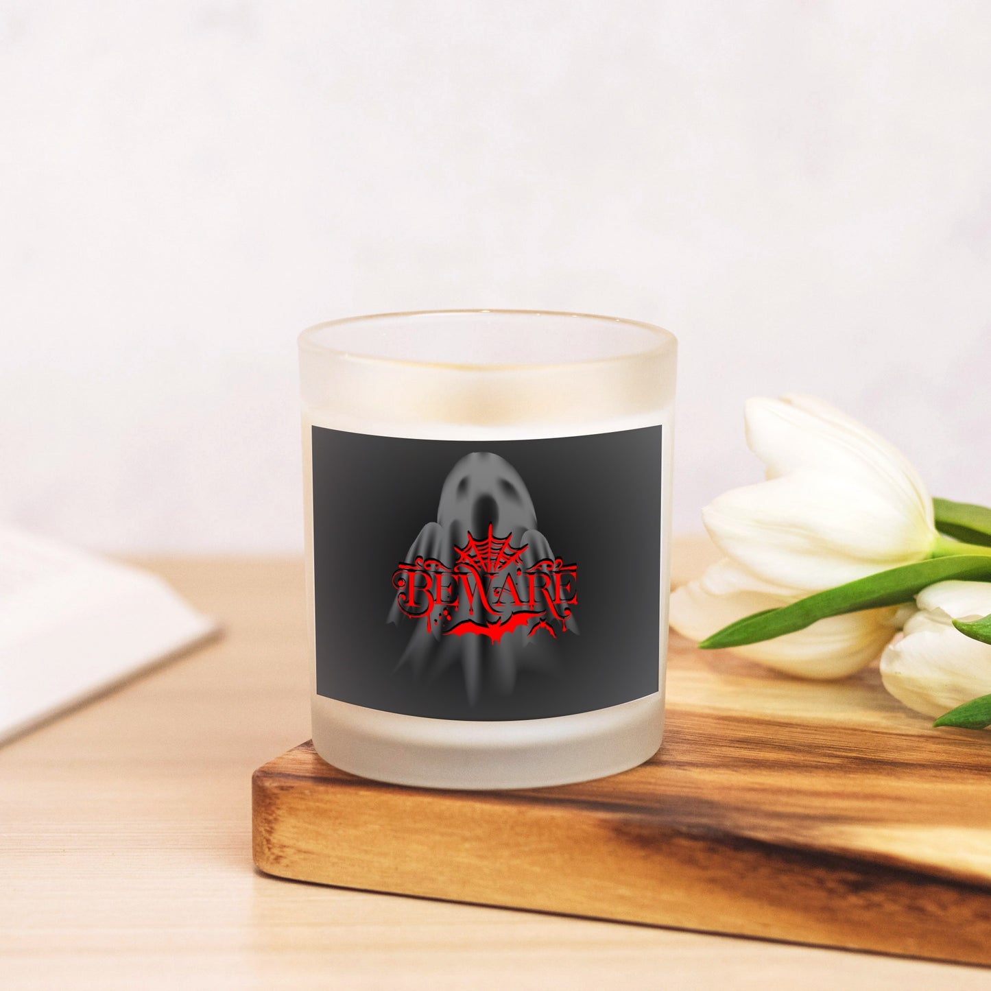 Beware Frosted Glass Candle 11oz